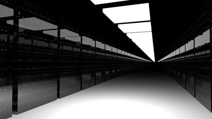 Server room data center. 3d render