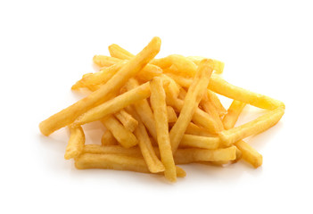 potato fry on white isolated background