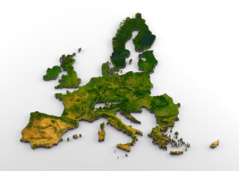 European Union (pre-Brexit) 3D Physical Map with Relief © Loic
