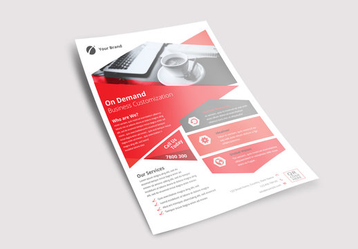 Flyer Layout with Hexagonal Shape Elements