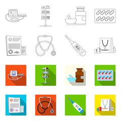 Vector design of pharmacy and hospital icon. Collection of pharmacy and business vector icon for stock.