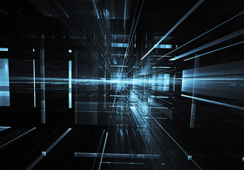 Abstract 3D fractal background, texture. Virtual Neon City