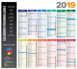 Fototapeta premium Calendrier 2019