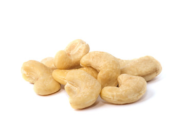 cashew nuts heap on white background