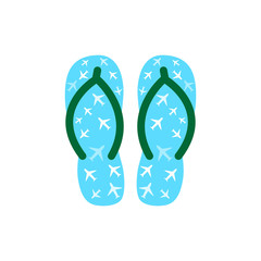 Pair of Colorful flip flops with planes