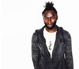 young handsome afro american boy stylish hipster gesturing emoti