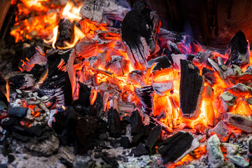 Fototapeta premium red hot charcoal grill