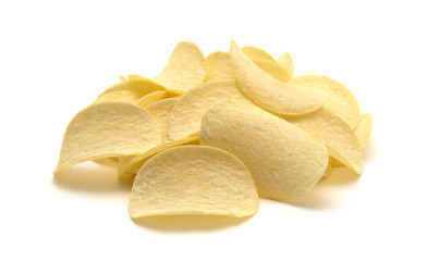 Potato chips isolated white background.