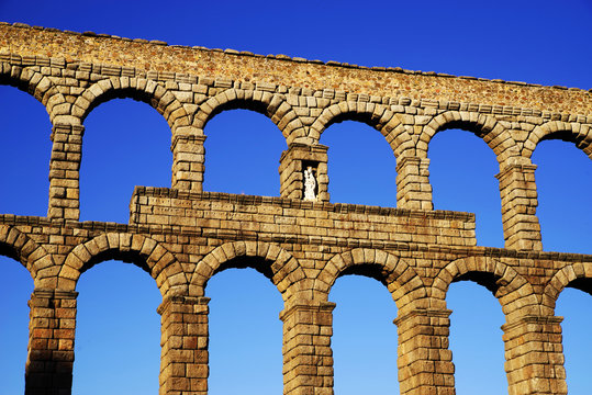 Architecture of Segovia medieval city - The Aqueduct of Segovia, Spain, Europe