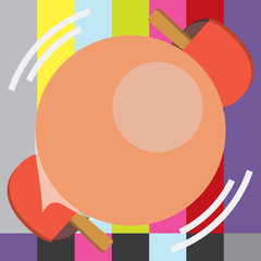 Flat design business Vector Illustration concept Empty template space text For promotion website and advertising Ad. Table Tennis Racket Hit the Moving Spinning pingpong Ball closeup view
