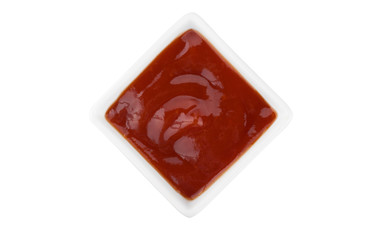 Ketchup or tomato sauce in bowl isolated on white background