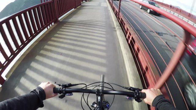 POV, riding bike on Golden Gate Bridge