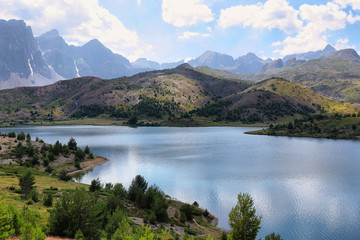 Naklejka na ściany i meble Tramascastilla lake in Valley of Tena in Pyrenees, Spain.