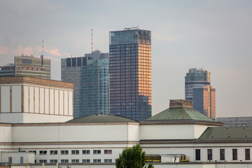 Fototapeta na wymiar Aerial view of downtown business skyscrapers in Warsaw, Poland