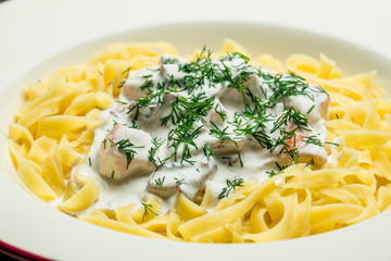 tagliatelli pasta with salmon