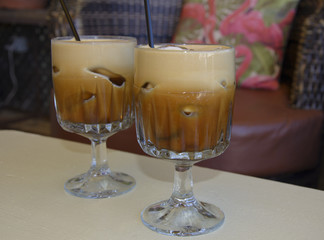 iced coffee in a glasses (freddo espresso)