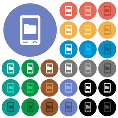 Mobile data storage round flat multi colored icons