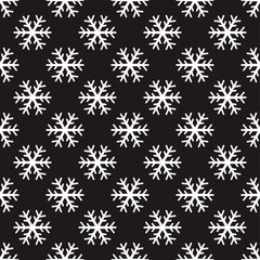 White snowflakes on black background, vector illustration