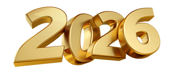 2026 bold letters isolated new year sylvester concept 3d-illustration