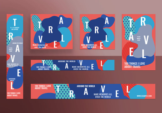 Web Banner Layout Set with Abstract Elements