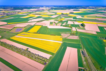 Agriculture layers of Podravina region aerial view