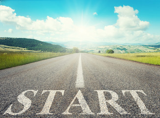 Start road of career. Concept of company startup