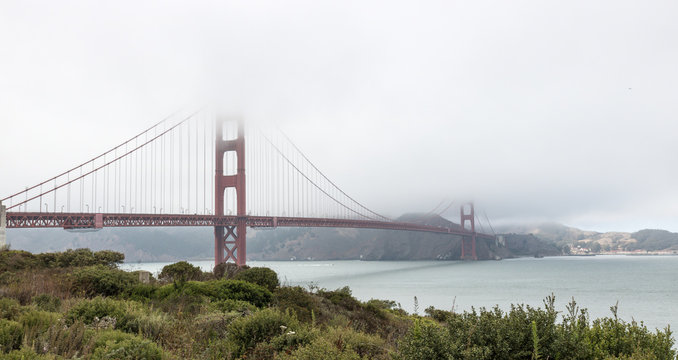 Golden Gate in San Francisco during a foggy day