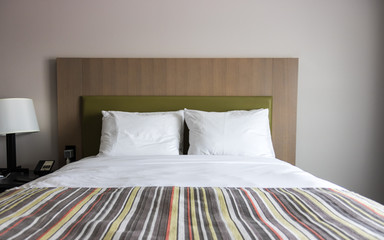 Elegant hotel bedroom, copy space image
