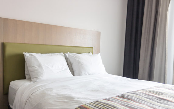 Elegant hotel bedroom, copy space image