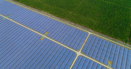 champs de panneaux solaire dans une ferme solaire - 223446154