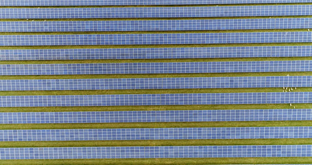 champs de panneaux solaire dans une ferme solaire