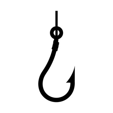Fishing hook icon, silhouette, logo on white background Stock Vector