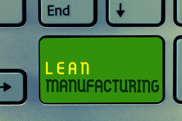 Word writing text Lean Manufacturing. Business concept for Waste Minimization without sacrificing...