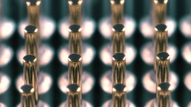 Super macro shot of multiple processor unit pins