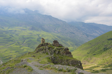 Old fortress. Fiagdon mountain village in Kurtatinskoe gorge, Republic of North Ossetia, Russia