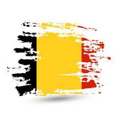Grunge brush stroke with Belgium national flag