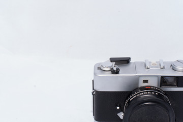 Détail appareil photo isolé sur fond blanc