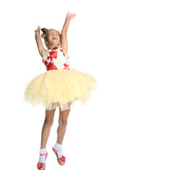 Naklejka premium Little girl is jumping.