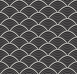 Japanese Ornamental Vector Background. Art Deco Circles Seamless Pattern. Geometric decorative texture.