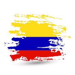 Grunge brush stroke with Colombia national flag