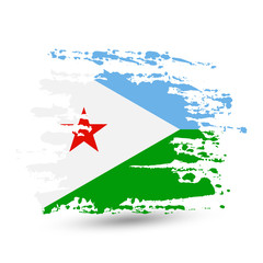 Grunge brush stroke with Djibouti national flag