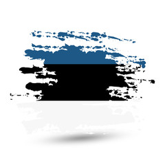 Grunge brush stroke with Estonia national flag