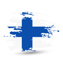 Grunge brush stroke with Finland national flag