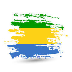 Grunge brush stroke with Gabon national flag