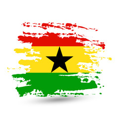 Grunge brush stroke with Ghana national flag