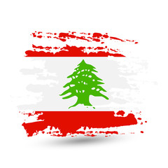 Grunge brush stroke with Lebanon national flag