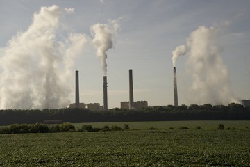 Fototapeta na wymiar Smokestack emission, from power plant. 