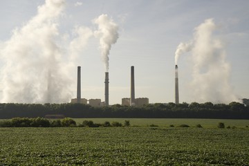 Fototapeta na wymiar Smokestack emission, from power plant. 