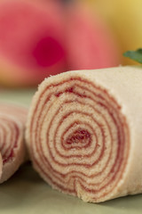 Bolo de rolo (swiss roll, roll cake) typical Brazilian dessert.