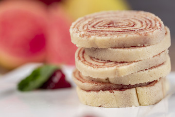 Bolo de rolo (swiss roll, roll cake) typical Brazilian dessert.